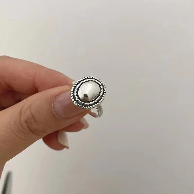 925 Sterling Silver Rings Couples Accessories INS Fashion Vintage Twist Design Round Shape Geometric Thai Silver Jewelry Vera Lux
