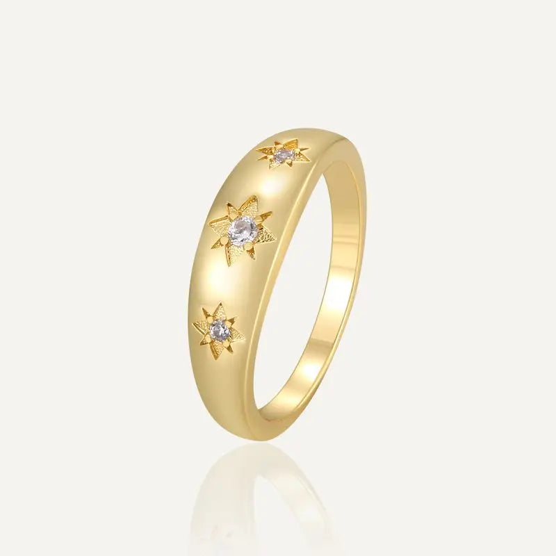 925 Sterling Silve Star Chunky Ring For Women Vintage Trendy Zirconia Finger Stacking Rings Punk Accessories Jewelry Gift Vera Lux