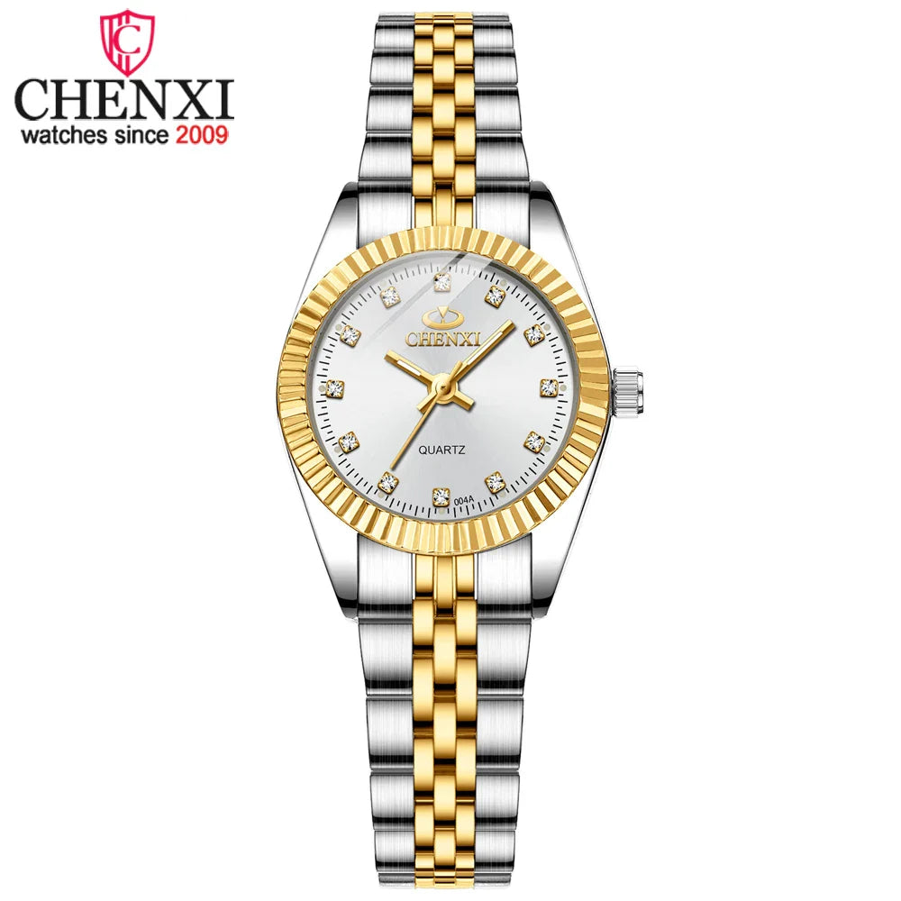 CHENXI Women Quartz Watch Golden & Silver Classic Female Elegant Clock Watches Luxury Gift Ladies Waterproof Wristwatch Vera Lux