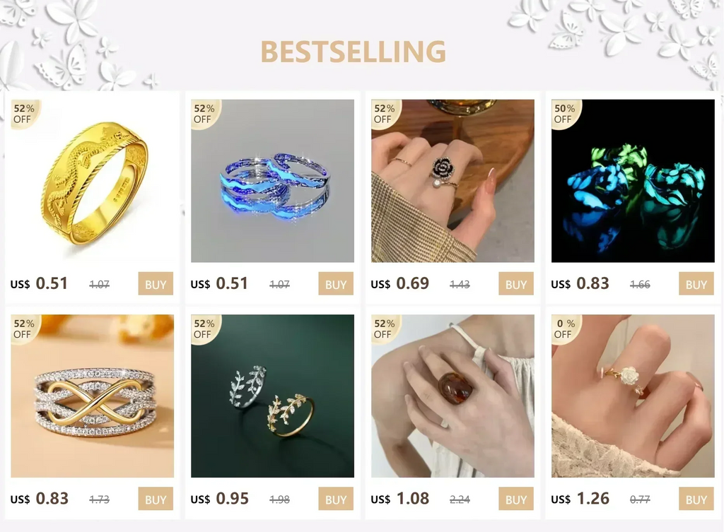 New Enamel Luminous Adjustable Finger Ring Vintage Luxury Love Couples Rings Glow In Dark Y2K Jewelry Valentine's Day Gifts Femstylo