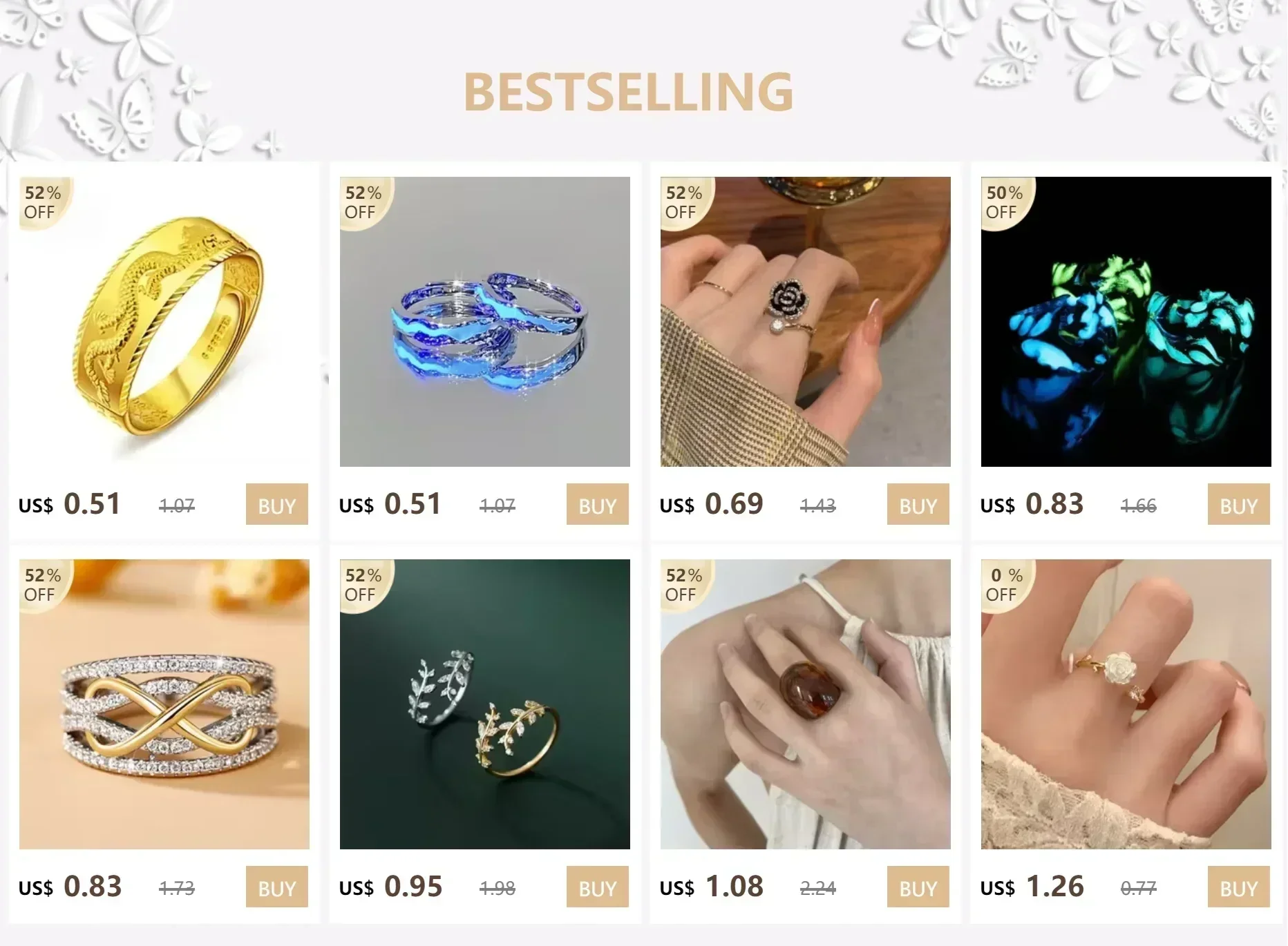 New Enamel Luminous Adjustable Finger Ring Vintage Luxury Love Couples Rings Glow In Dark Y2K Jewelry Valentine's Day Gifts Femstylo