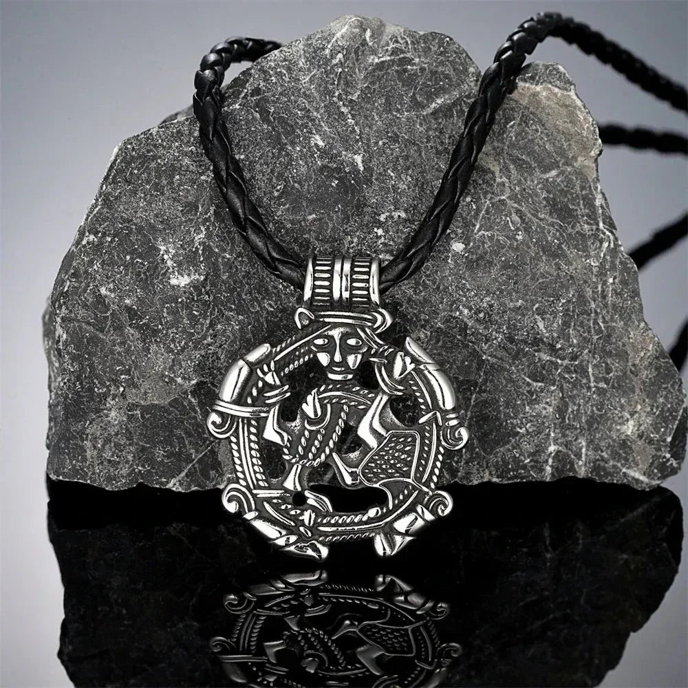 Vintage Vikings Loki Hollow Necklaces Men Stainless Steel Norse Mythology Trinity Pendant Amulet Scandinavian Jewelry Male Gifts Femstylo