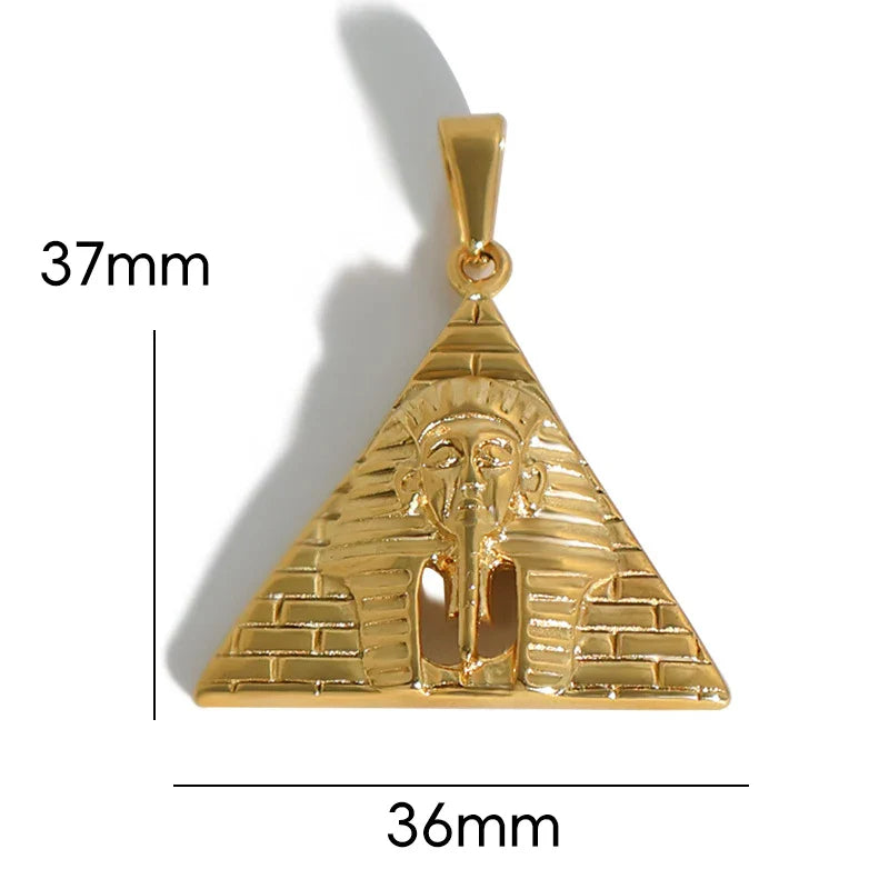 18k Gold Plated 316l Stainless Steel Vintage Pyramid Pharaoh Pistol Barbell Pendant Charm - Unisex Trendy Jewelry Vera Lux
