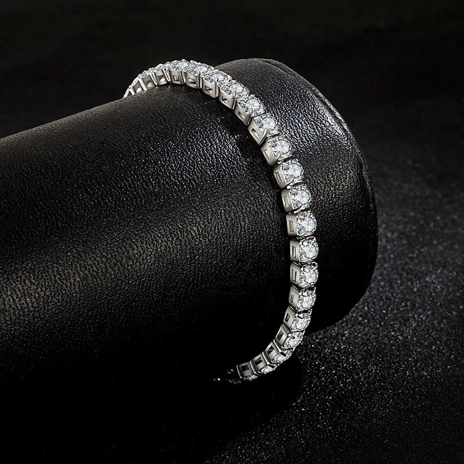 ALIZERO S925 Sterling Silver Bracelet Zirconia Tennis Ball Women Fashion Simple Engagement Wedding Charm Jewelry 4mm 16-23cm Vera Lux