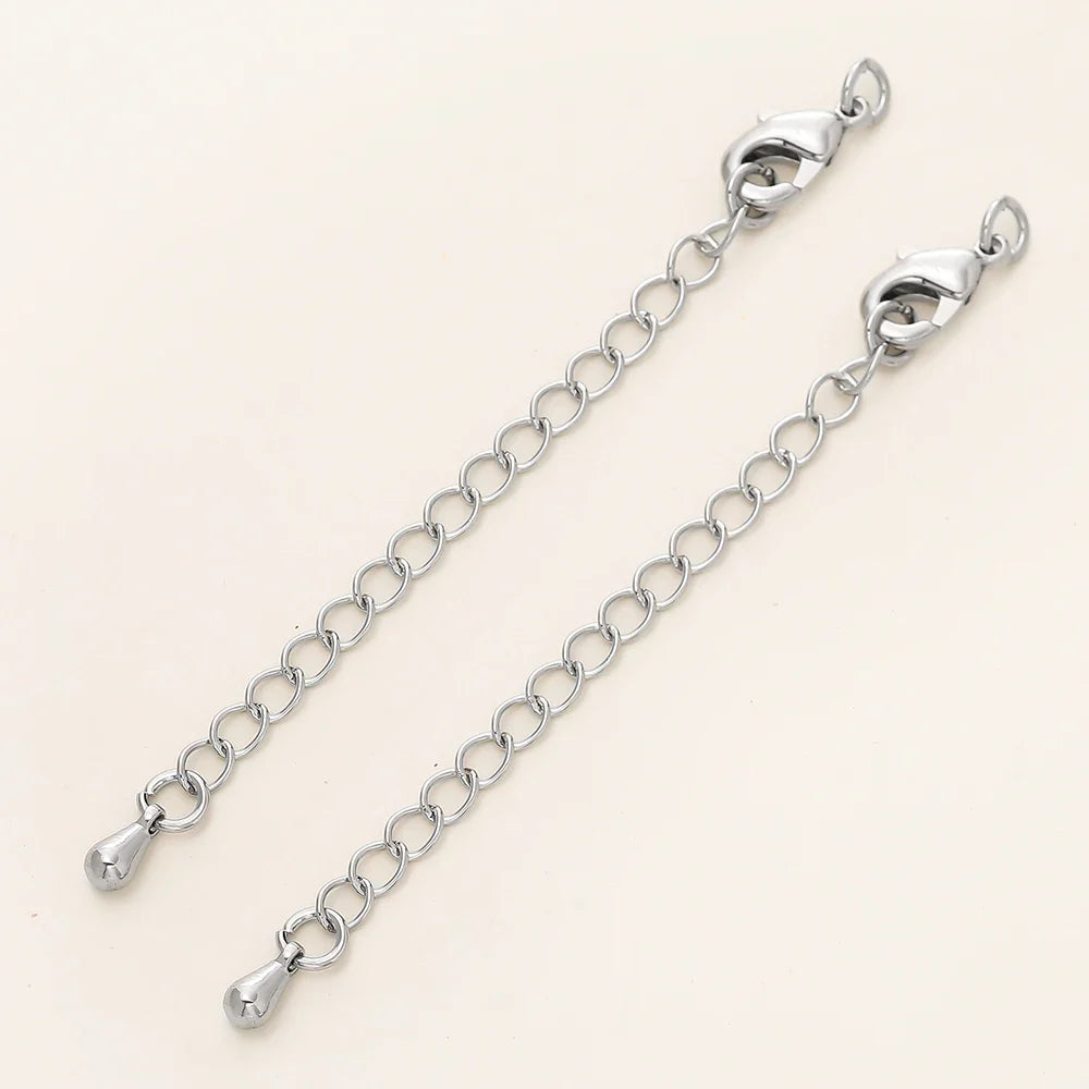5/10pcs/Pack 14/18K Gold Color Plated Brass Various Extension Chain With Lobster Clasps for DIY Necklace Jewelry Making Findings Vera Lux