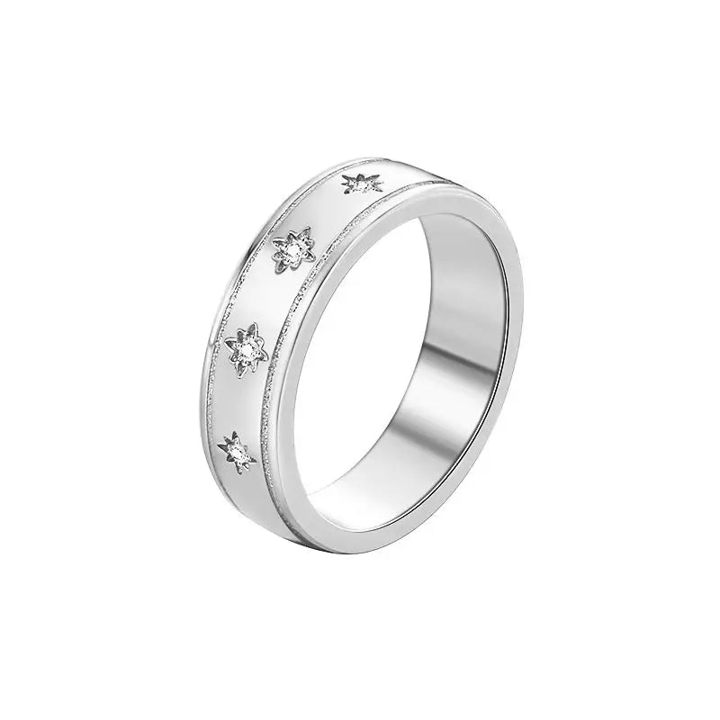 925 Sterling Silve Star Chunky Ring For Women Vintage Trendy Gold Color Zirconia Finger Rings Punk Accessories Jewelry Gift Vera Lux