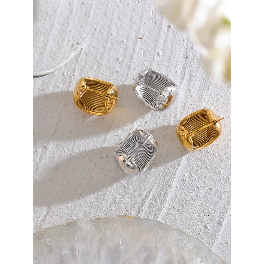 Yhpup Charm Stainless Steel Chunky Geometric Unusual Earrings Personalized Metal Rust Proof 18K Gold Color Jewelry Bijoux Femme Vera Lux