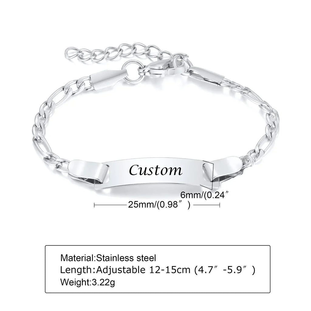 Personalize Baby Name Bracelets Non Allergy Stainless Steel Infant Baptism Bangle Jewelry Custom Boy Girl Family Love Gifts Vera Lux