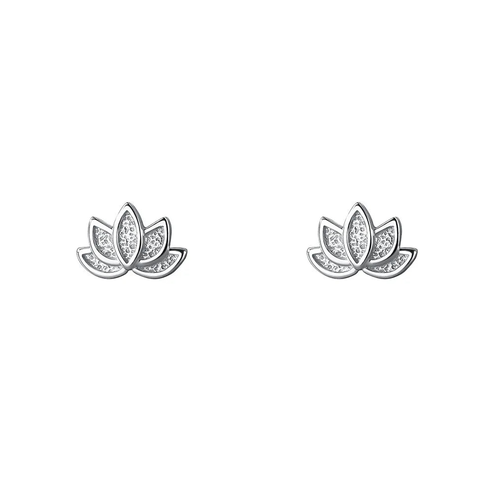 S925Silver Forest style lotus earrings, lotus earrings for women, simple, fresh, niche design, cute and artistic Vera Lux