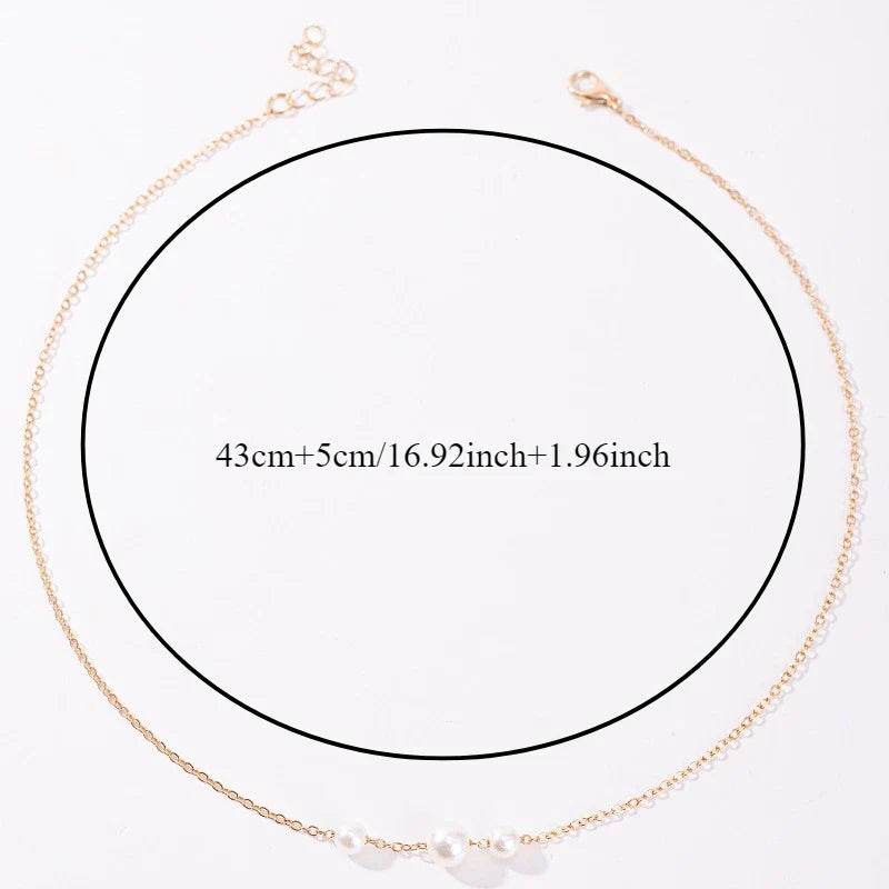 1Pcs Women's Gold Imitation Pearl Necklace Simple Luxurious Exquisite Gold Collarbone Chain Niche Style Daily Accessories Vera Lux
