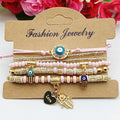 6Pcs Fatima Hand Evil Eye Bracelet Set For Women Heart Charm Beads Rope Chain Bangle Female Bohemian Handmade Jewelry Vera Lux