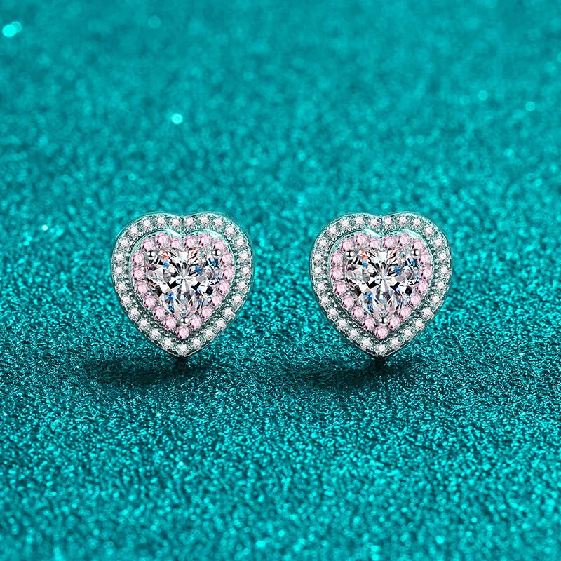 NeeTim 0.5ct Moissanite Earrings for Women Heart Shaped Lab Diamond Ear Studs 925 Sterling Silver Party Wedding Fine Jewelry Vera Lux