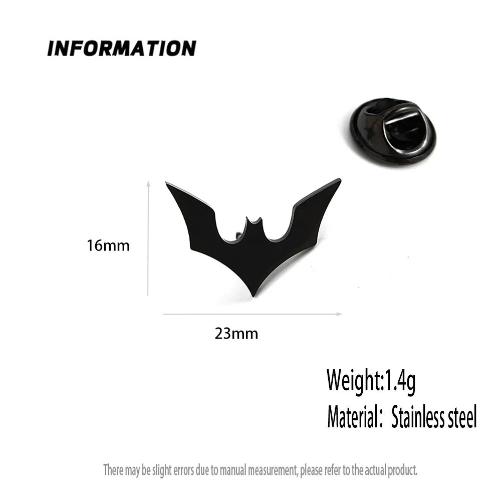 Classic bat men's lapel pin, 316L stainless steel gold-plated badge, black brooch for suit accessories, Halloween gift Vera Lux