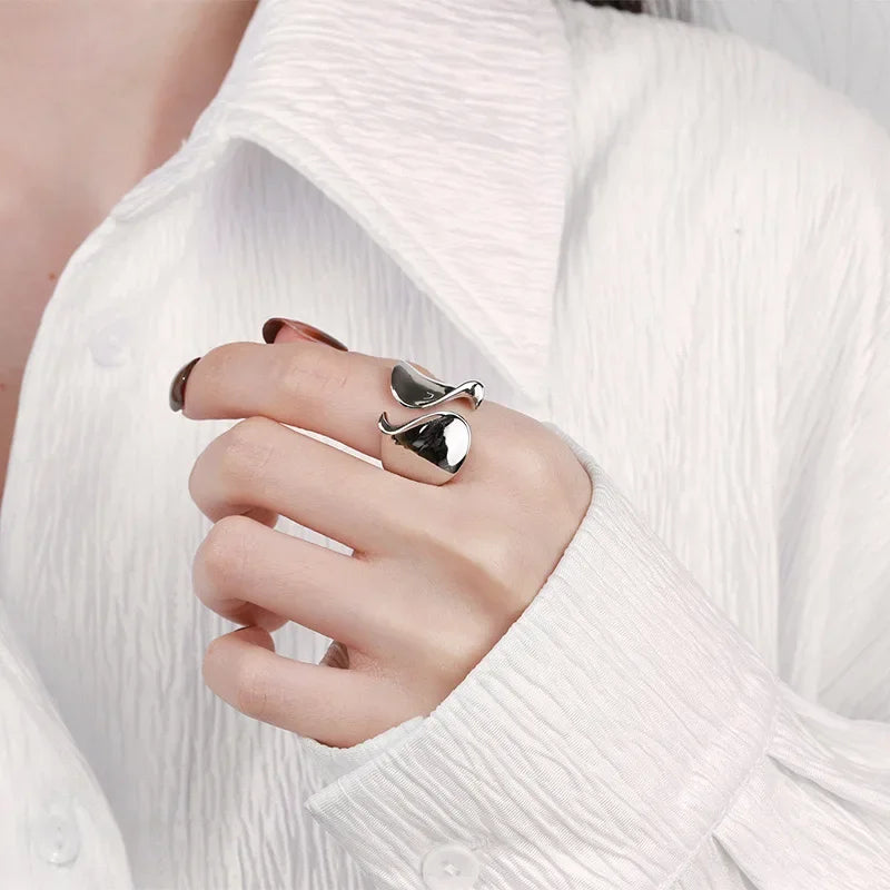 925 Sterling Silver Rings for Women Couple Minimalist Handmade Simple Big Open Ring Party Prevent Allergy Jewelry Holiday Gifts Vera Lux