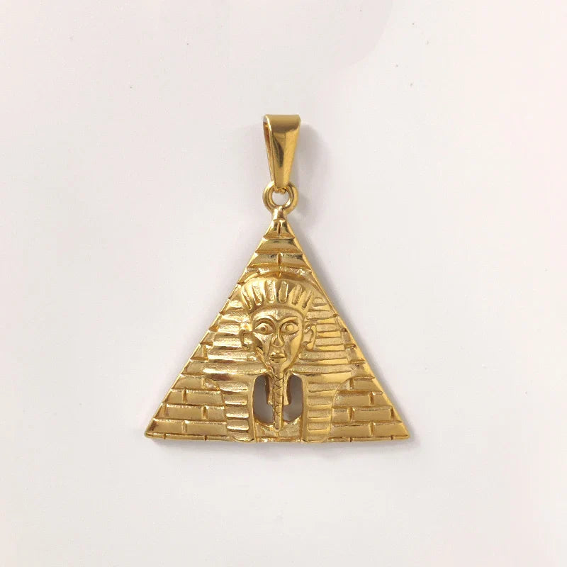 Trendy Jewelry PVD Gold Plated Egyptian Pyramid Charm Stainless Steel Egypt Pharaoh Pendant for Women Men Necklace Vera Lux