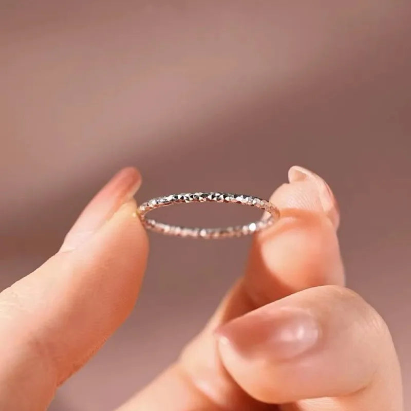 1mm Thin Stackable Ring Stainless Steel Faceted Ring for Women Girl Size 4-10 Vera Lux