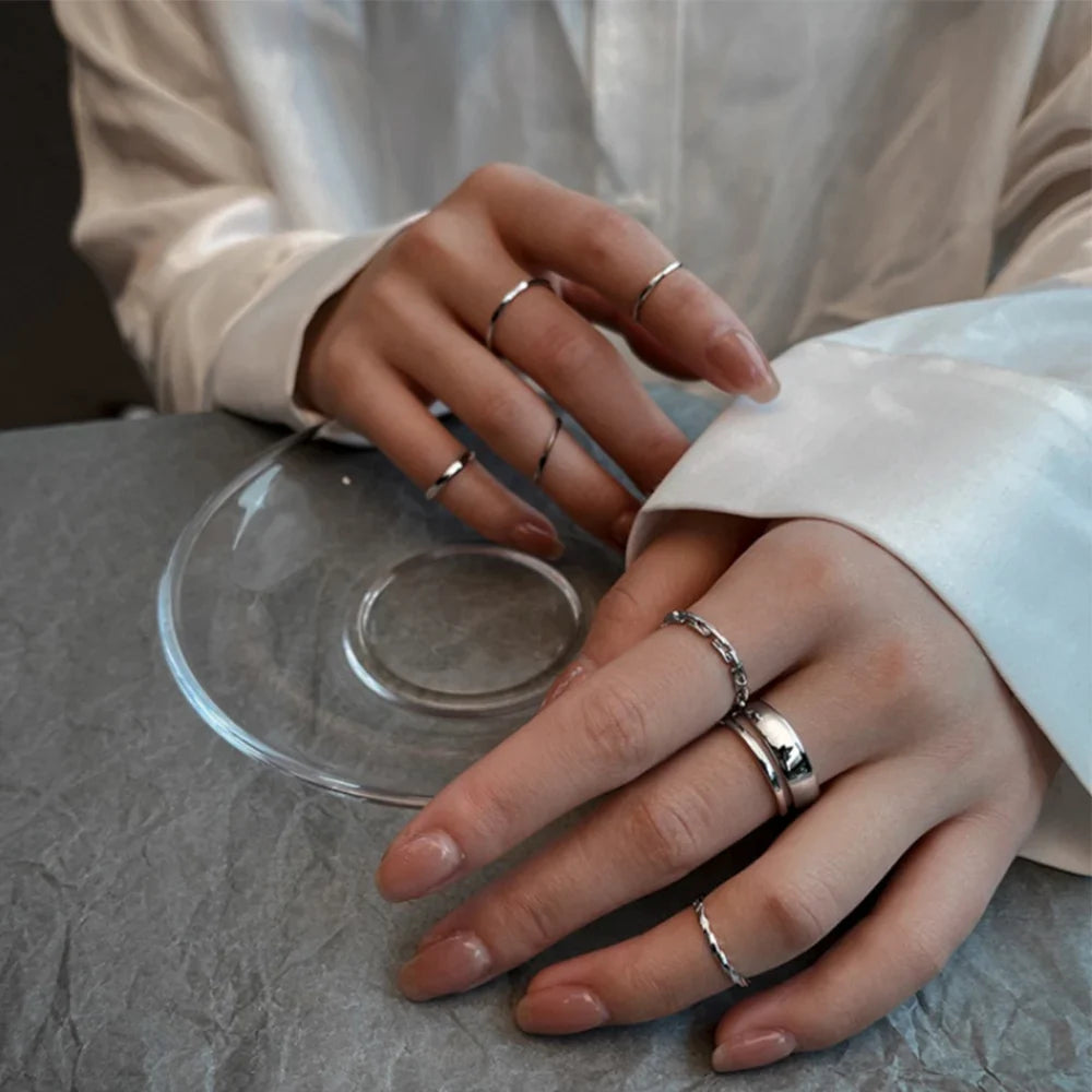The Tide Cool Ring Set Female Korean Ring Ring Net Red Jewelry Not Fade Color Ring Cold Wind Hip Hop Index Finger Ring Vera Lux