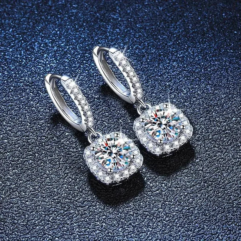 NeeTim 2 Carat Moissanite Drop Earrings for Women S925 Sterling Silver Sparkling Lab Diamond Earring Women's Wedding Jewelry Vera Lux