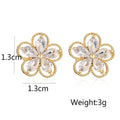 NEWBUY Delicate Gold Color Cute Flower Stud Earrings For Women Pink Green White CZ Crystal Jewelry Femme Bijoux Vera Lux