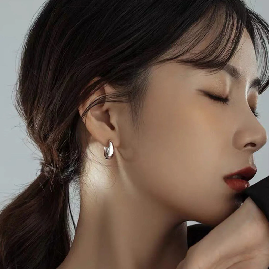 925 sterling silver plain ring earrings, light luxury and high-end earring, elegant and simple earring for women Vera Lux