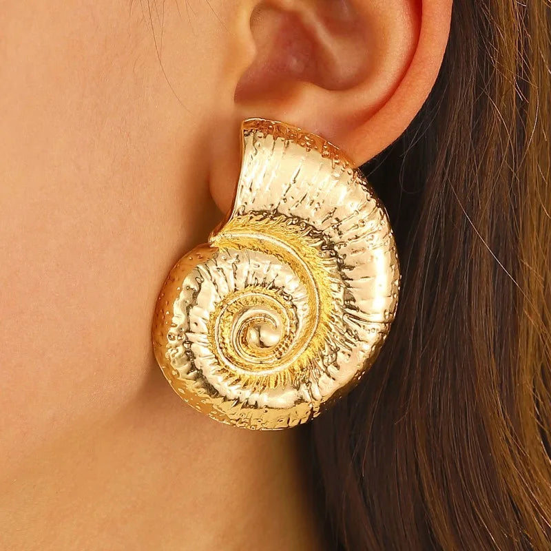 Fashionable Summer Vacation Ocean Conch Ear Studs Necklace for Women Trendy Beach Party Exaggerated Bohemian Jewelry Earrings Vera Lux