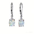S925 Silver round Crystal Pearl Mother-of-Pearl Earrings with Green Flame Crystal Plated Iridium Golden Women's Design Vera Lux