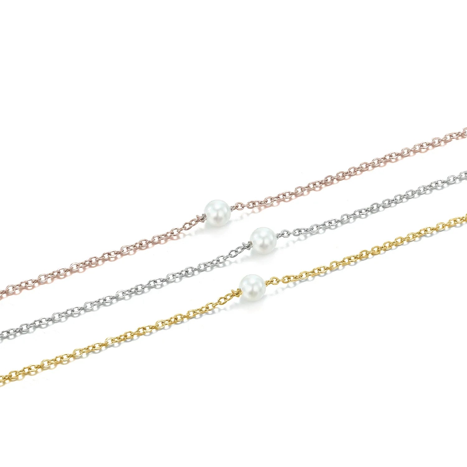4MM Simulated-pearl Pendant Necklace for Women Dainty Stainless Steel Gold Color Necklace Women Vera Lux