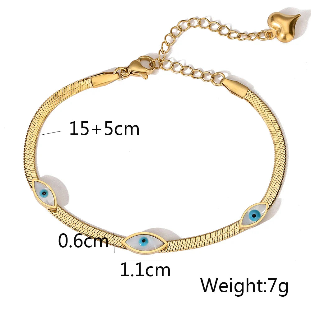 NEWBUY High Quality Non-Fading 316L Stainless Steel Jewelry Gold/Silver Color Evil Eye Choker Chain Bracelet For Women Girl Gift Vera Lux