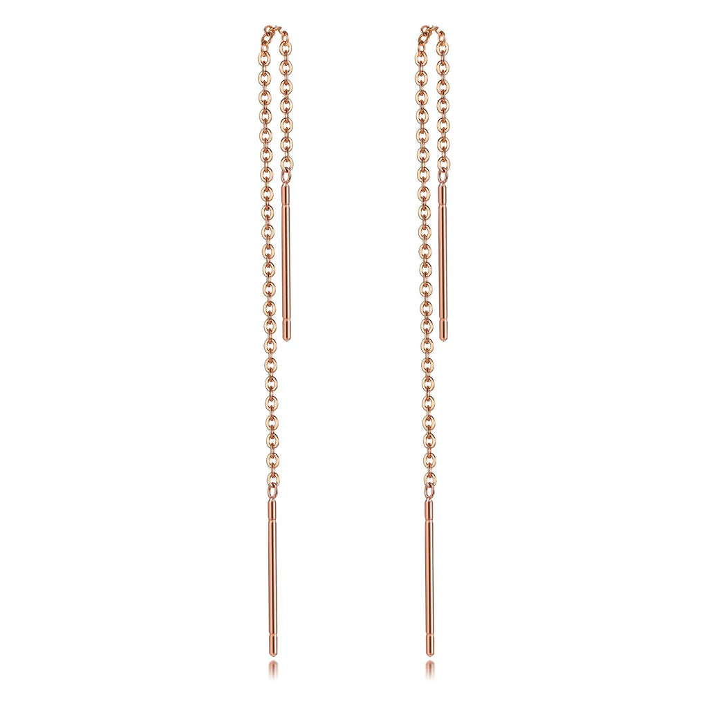 Long Threader Earrings for Women, Thin Linear Earring,Stainless Steel Chain Drop Ear Line , Fashion Korean Jewelry Vera Lux