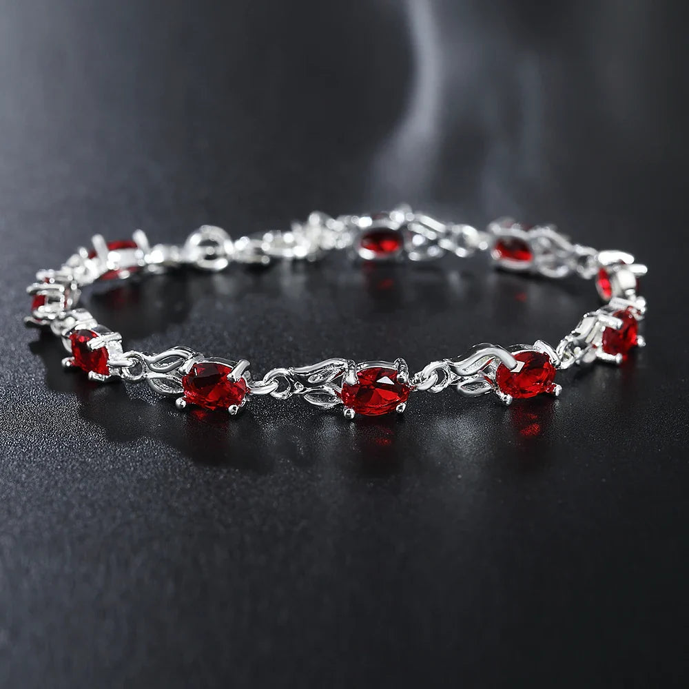 925 Sterling Silver Ruby Sapphire Amethyst Gemstone Bracelets Woman Wedding Jewelry Accessories Wholesale Jewellery Vera Lux