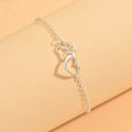 925 sterling silver women's ankle bracelet with double-layer cat claw and heart-shaped charms, Bohemian-style vacation jewelry Vera Lux