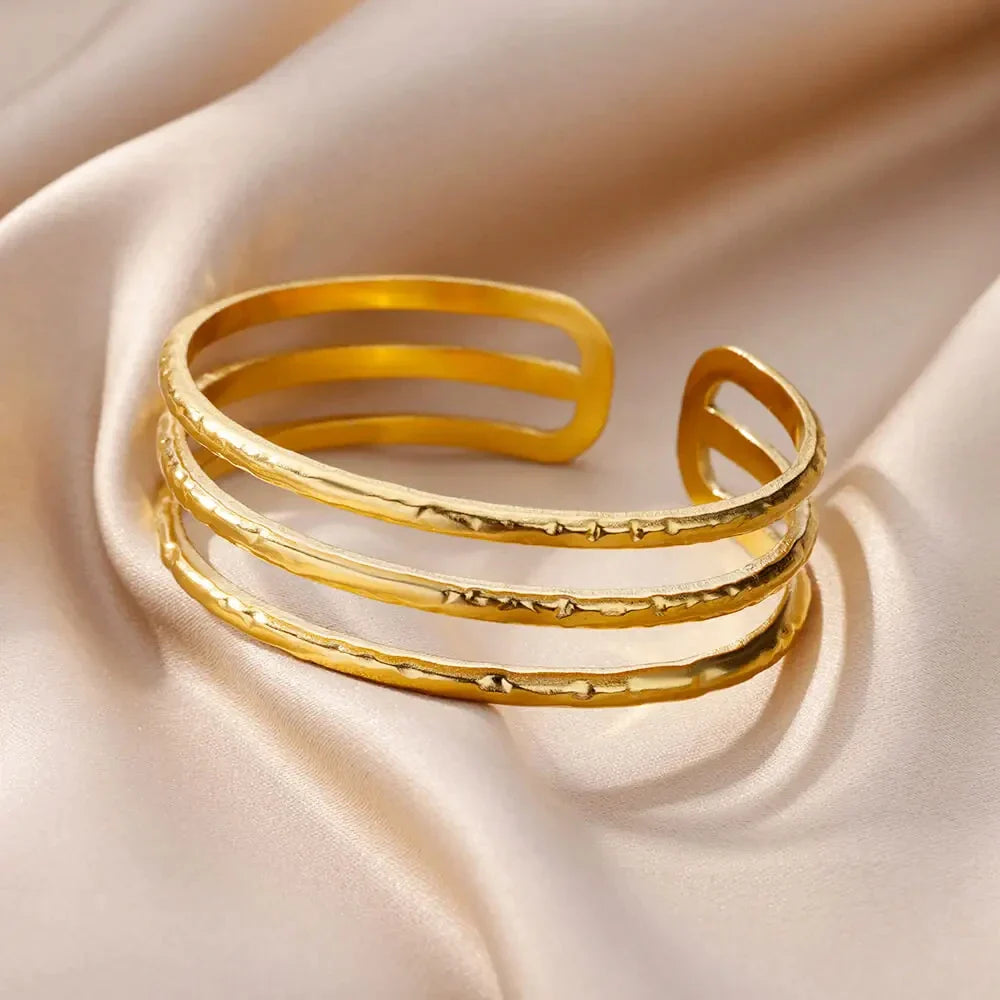 Stainless Steel Bangles Bracelet for Women Gold Plated Luxury Multi-layer Bracelets 2023 Free Shipping Jewelry pulseras mujer Vera Lux