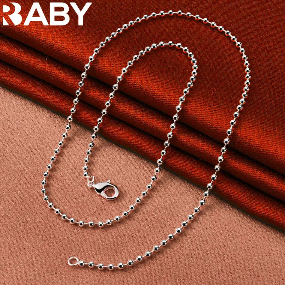URBABY 925 Sterling Silver 40-75cm 2mm Beads Necklace For Women Anniversary Gift Popular Wild Fashion Romantic Jewelry Vera Lux