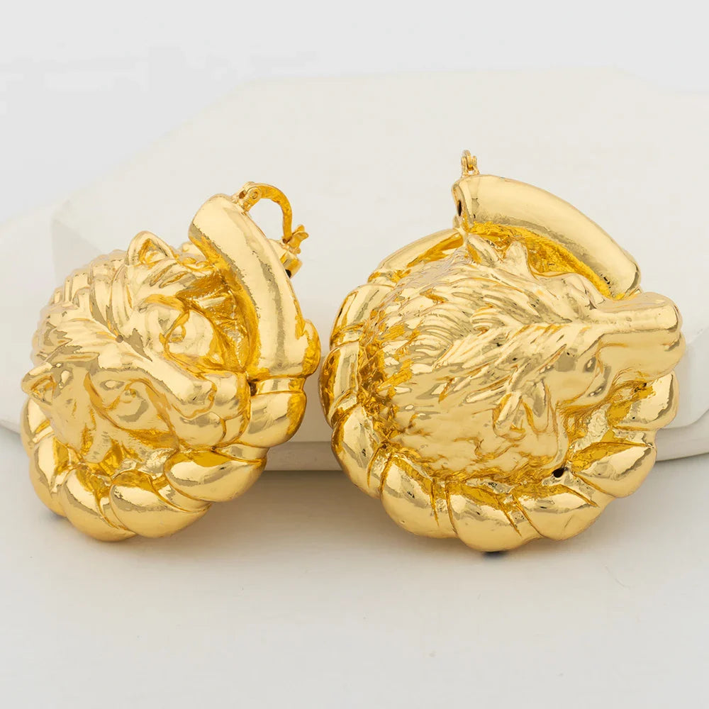 African Hoop Earrings for Women Jewelry Gold Color Large Dangle Earrings for Dubai Weddings Bridal Earrings Jewelry Accessory Vera Lux