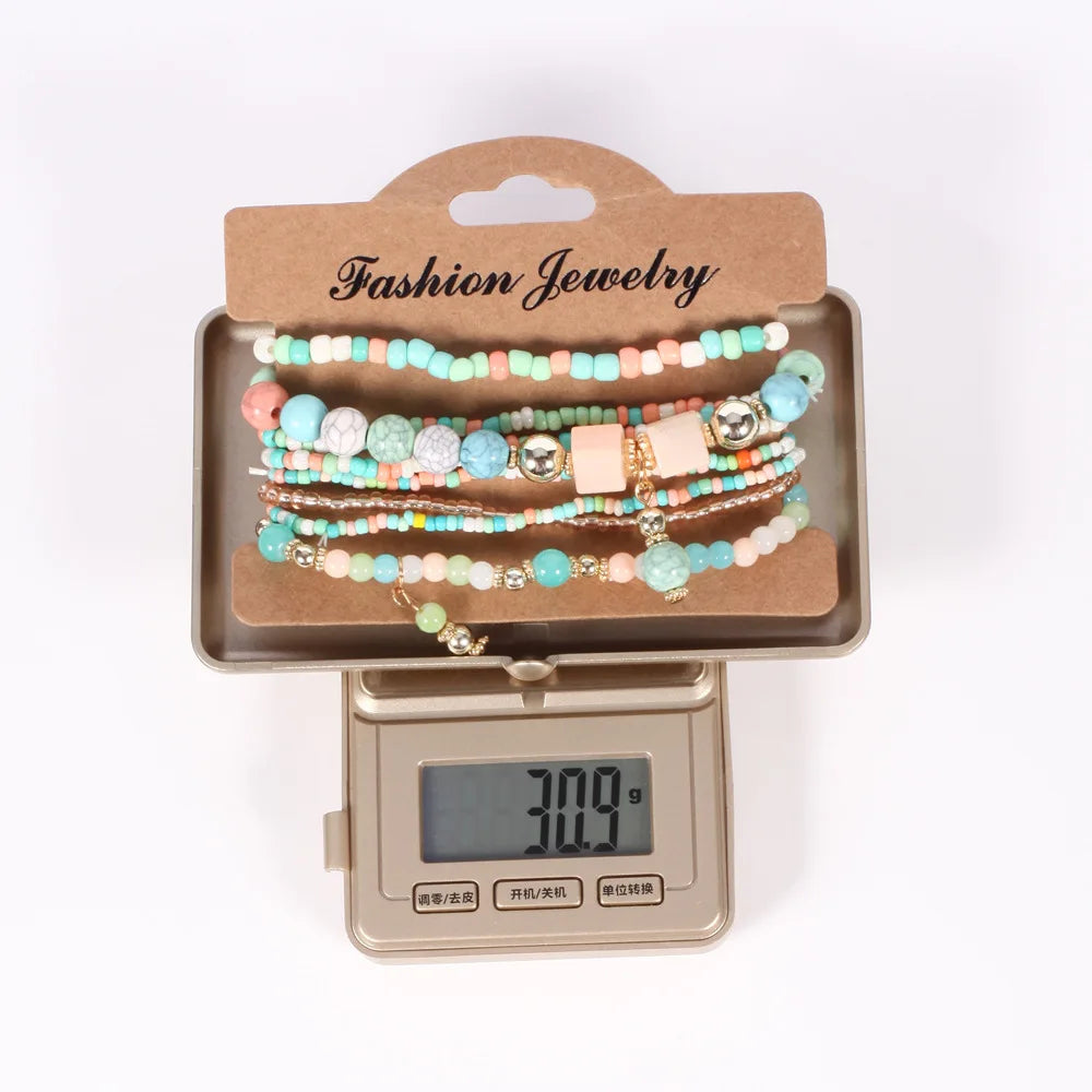 Bohemian Handmade Beads Bracelet Set For Women Summer Colorful Beaded Chain Bangle Girls Boho Jewelry Accessories Vera Lux