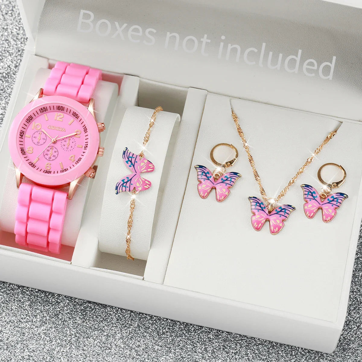 5/6PCS Women Watches Fashion Silicone Band Women Quartz Watches Jewelry Set Reloj Mujer Girls Clock Gift (Without Box) Vera Lux