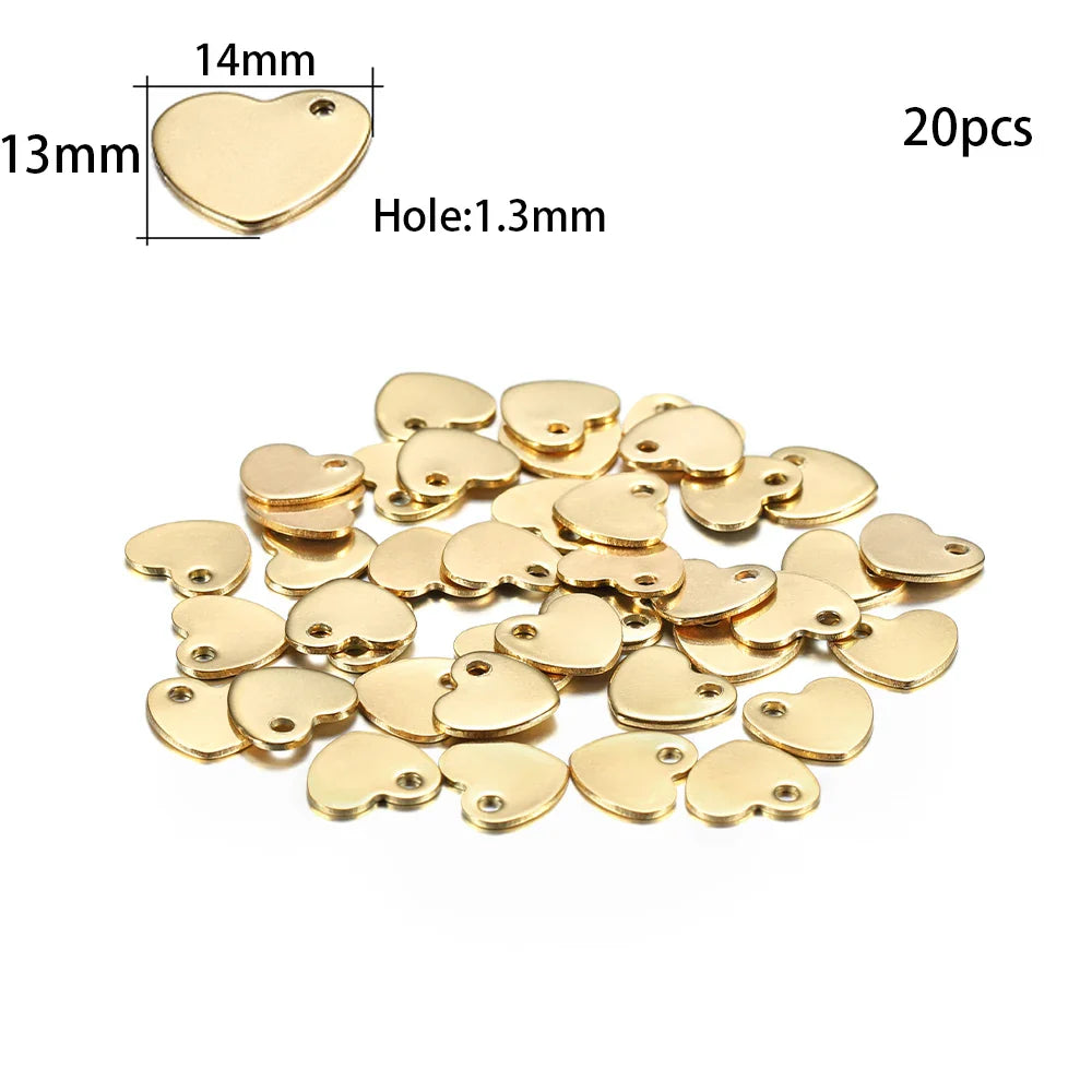 10-50Pcs Gold Stainless Steel Customized Dog Tag Heart-Shaped Oval Blanks Charm Pendant Charms For DIY Jewelry Making Supplies Vera Lux