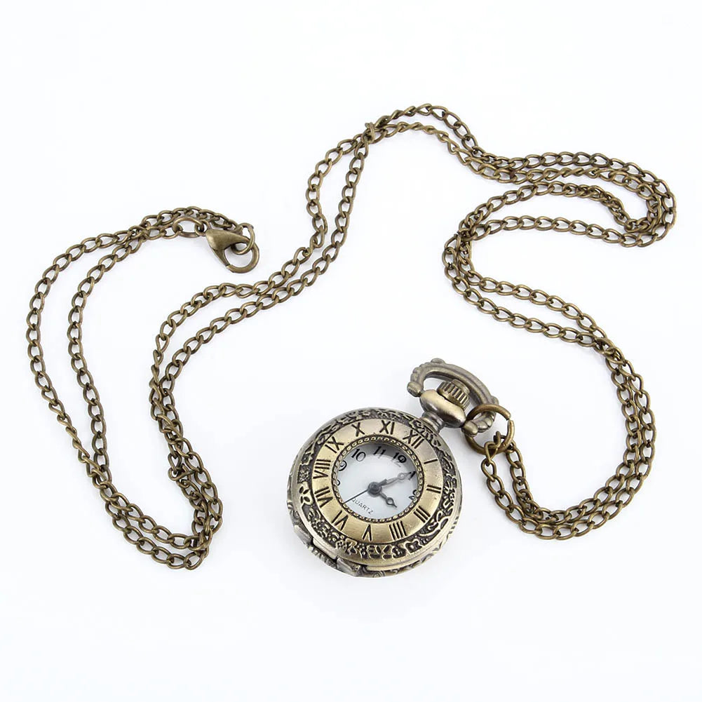 Fashion Vintage  Alloy  Number Dual Time Display Clock Necklace Chain Watches Birthday Gifts Vera Lux