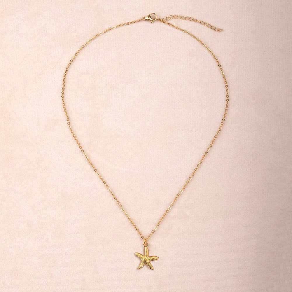 DOTIFI  Beach Wind Shell Starfish Pendant Pendant Stainless Steel Necklace Female Fashion Simple Personalized Necklace Jewelry Vera Lux