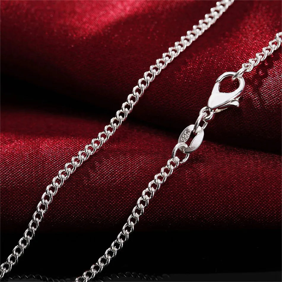New 925 Sterling Silver Necklace 16/18/20/22/24/26/28/30 Inches 2MM String Chain For Women Men High Quality Jewelrys Gifts Vera Lux