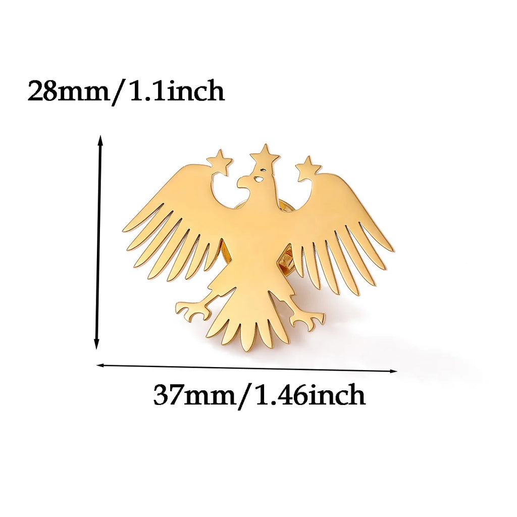 Gold Color Punk Eagle Brooch For Women Men Fashion Geometric Animals Emblem Charm Stainless Steel Jewelry Birthday Father Gift Vera Lux