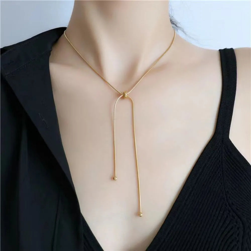 Personalized Snake Chain Adjustable Y Necklace for Woman Clavicle Pendant Stainless Steel Necklace Women's Holiday Gift Jewelry Vera Lux