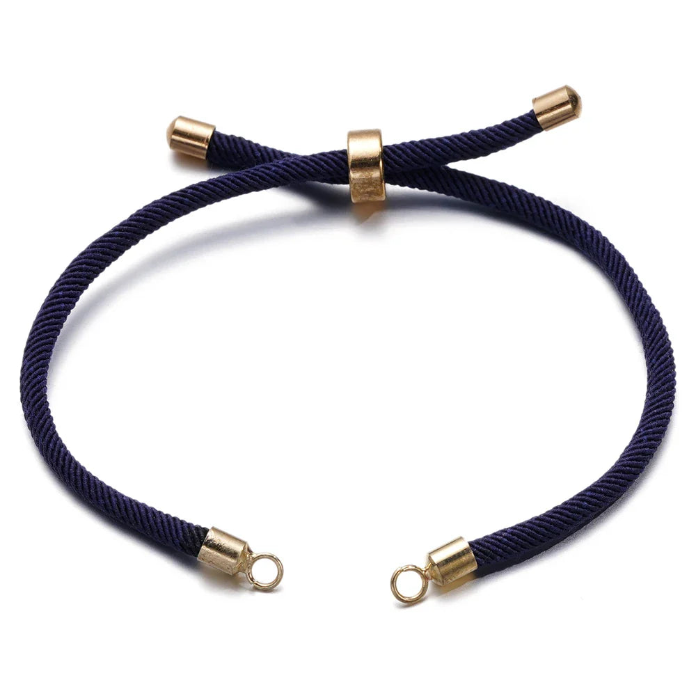 1pc Adjustable Nylon Braided Twisted Cords Slider Friendship Bracelets with Brass Cord End for Jewelry Making DIY Findings Vera Lux