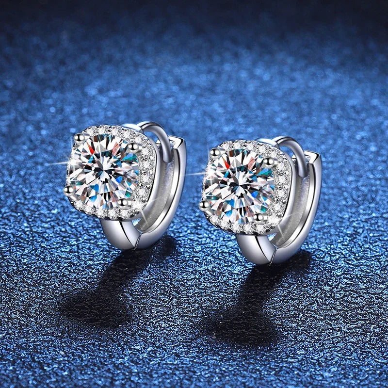 NeeTim 1ct Moissanite Earrings for Women S925 Sterling Silver with 18k Gold Plated Hoop Earring Wedding Jewelry with Certificate Vera Lux