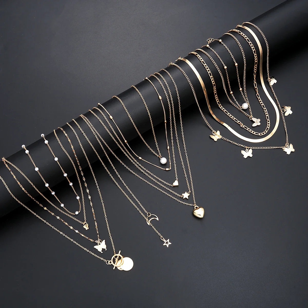 Simple Stackable Necklaces Set for Women Fashion Butterfly Heart Star Pearl Moon Pendant Necklaces Boho Jewelry Gifts 2025 Vera Lux