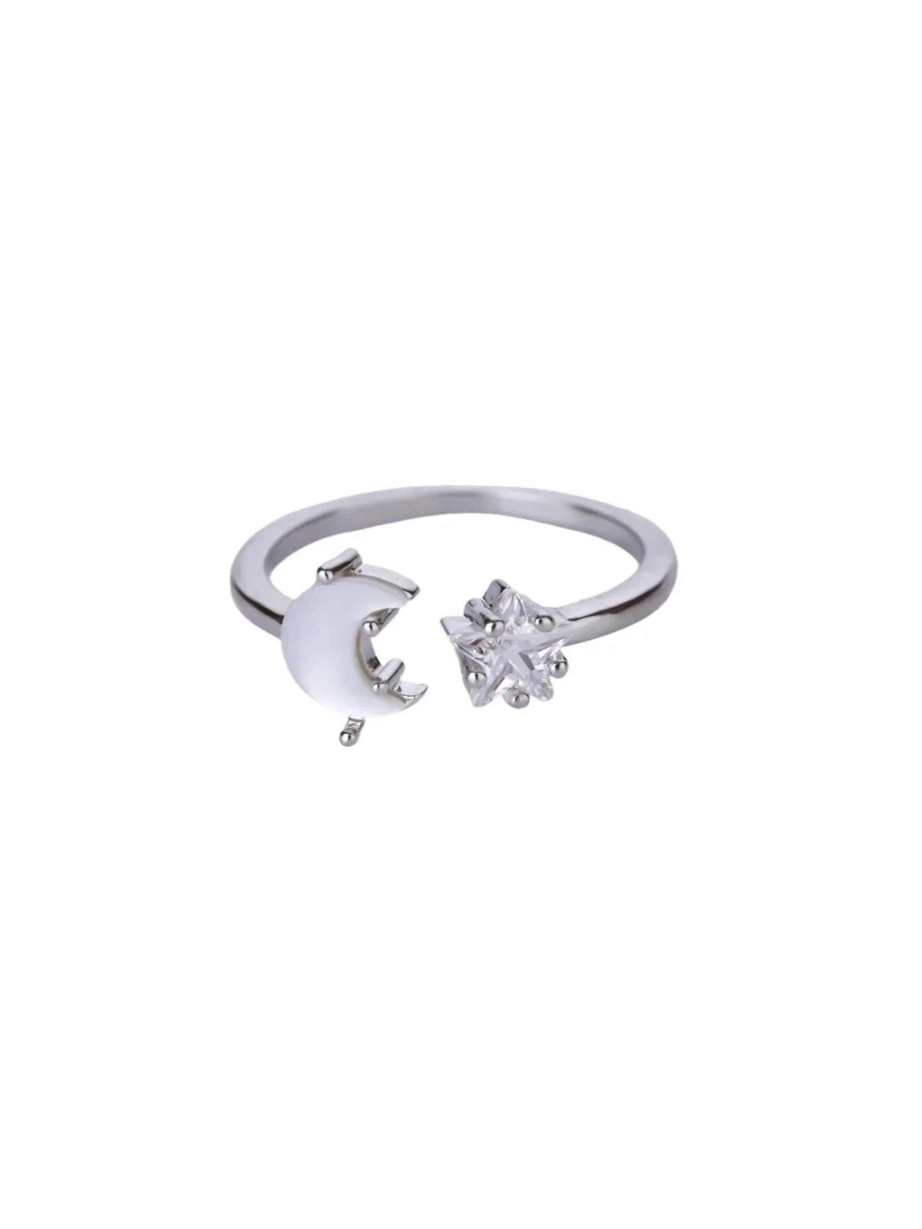 Zircon Moon Rings For Women Stainless Steel Glowing Moon Star Adjustable Finger Ring Aesthetic Wedding Jewelery Gift bague femme Vera Lux