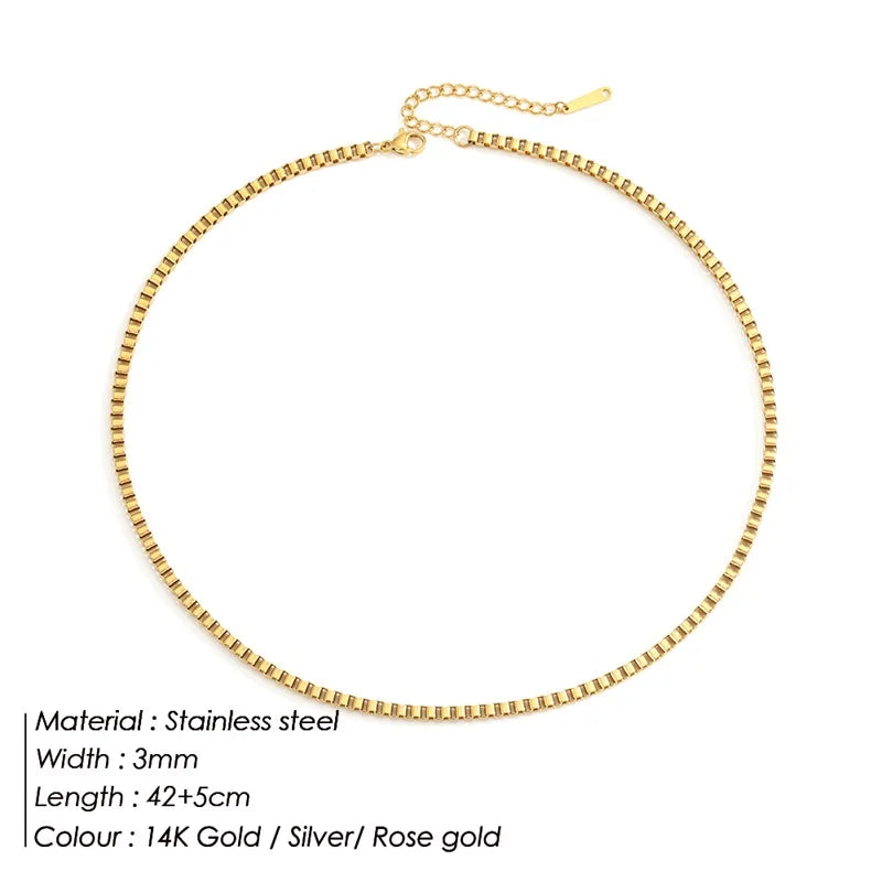 SUNIBI Stainless Steel Necklaces for Women Gold Color Basic Punk Link Chain Necklace Solid Metal Jewelry Wholesale/dropshipping Vera Lux