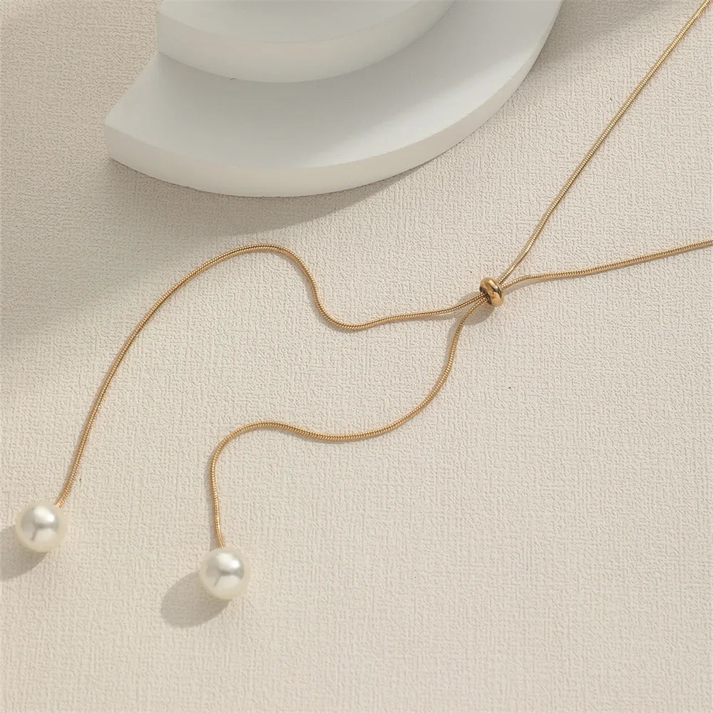 Fashion Imitation Pearls Necklace For Women Gold & Silver Color Adjustable Chain Choker Girls Simple Party Jewelry Accessories Vera Lux