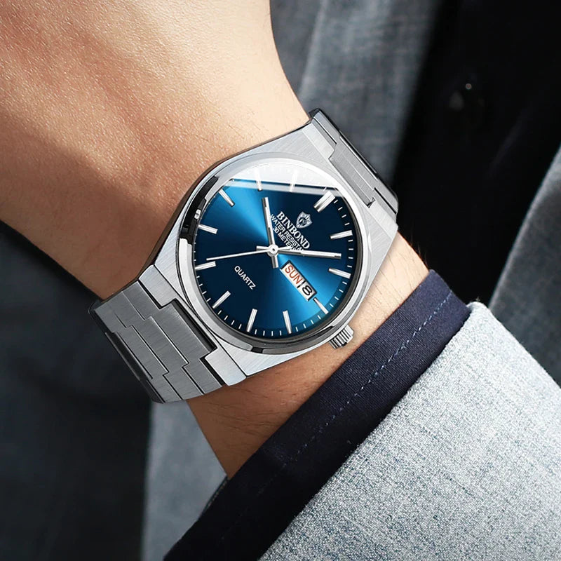 BINBOND Luxury Fashion Man Clock Top Business Waterproof Luminous Date Week Men's Watches Quartz Stainless Steel Men Wristwatch Vera Lux