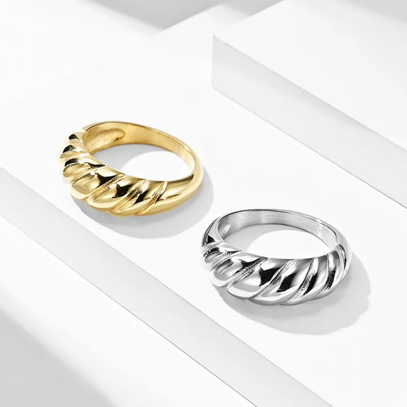 Stainless Steel Twist Bread Design Ring Wedding Band for Men Women Size 4-12 Vera Lux